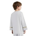 thumbnail image 3 of inlzdz Kids Boys Metallic Cross Praise Pullover Dance Top Long Sleeve Worship Liturgical Dance Patchwork Shirt White 6, 3 of 5