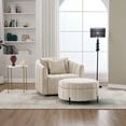 thumbnail image 3 of Beige Velvet Swivel Accent Chair &amp; Ottoman Set, 40" Wide, 360° Rotation, Tufted, with Storage, for Living Room, Bedroom. Comfortable Club Chair., 3 of 9