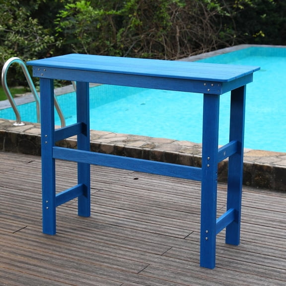 Noble House Outdoor Bar Table, All-Weather Waterproof Patio Dining Table, for Garden and Backyard, Lake Blue