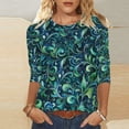 thumbnail image 3 of JTZGDY 3/4 Sleeve Tops for Women Dressy Casual Summer Tie Dye Gradient Color Print T-Shirts Lightweight Comfy Floral Pattern Graphic Tunic Tees Blouse Multicolor#24 L, 3 of 6