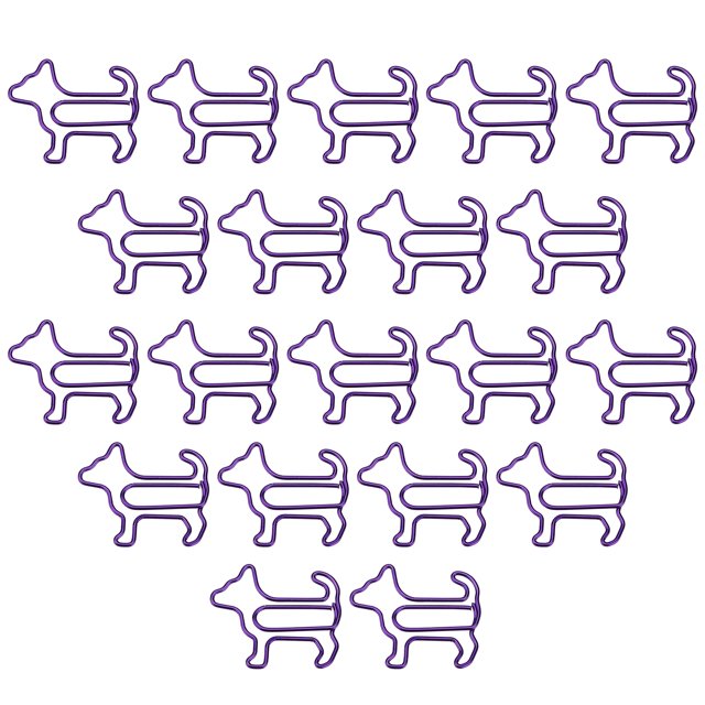 20 clips marcapáginas de metal con forma de dibujos animados para suministros de oficina, clips de cachorro morado