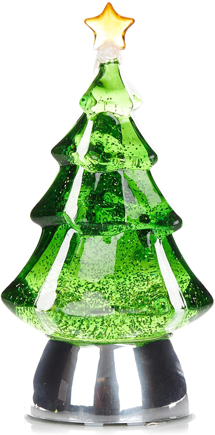 Bauble vary greeting carouselshop ReLive 8.5" Glitter Christmas Tree - Light Up Snow Globe Decor - Green