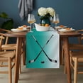 thumbnail image 2 of Teal Green Table Runner - 60 Inch Long, Kitchen Dining Table Runner Dresser Scarves, Gradient Simple Ice Hockey Sport Game Farmhouse Decor for Coffee Tables Wedding Party Banquet, 2 of 8
