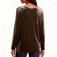 thumbnail image 5 of Velvet Sweatshirt Women V Neck Long Sleeve Casual Pullover Soft Warm Shirts Velvet Tops Fall Outfits for Women Khaki XL, 5 of 7