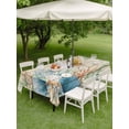 thumbnail image 3 of Beige Beach Coastal Outdoor Tablecloth - 60x120 Inch Rectangle Dining Table Cover, Summer Nautical Coral Shell Botanical Vintage Waterproof Outdoor Table Cloth with Umbrella Hole & Zipper for Patio, 3 of 7