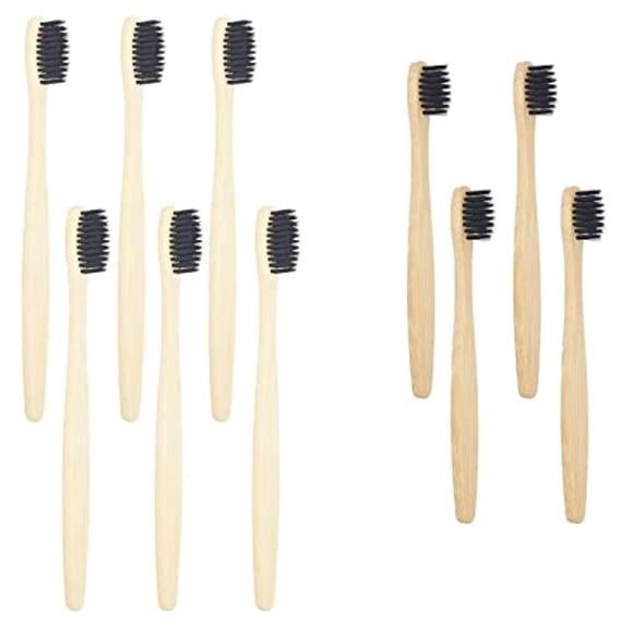 Set de cepillos de dientes SEVENHEAD de bambú, 10 piezas, cerdas suaves