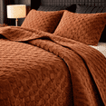 thumbnail image 5 of Say Yes Bedding Zera MJ Brown Velvet Coverlet Set, 3-Piece Queen Size Bedding Set with Matching Pillowcases, Soft Lightweight Velvet Quilt Bedspread, 5 of 5