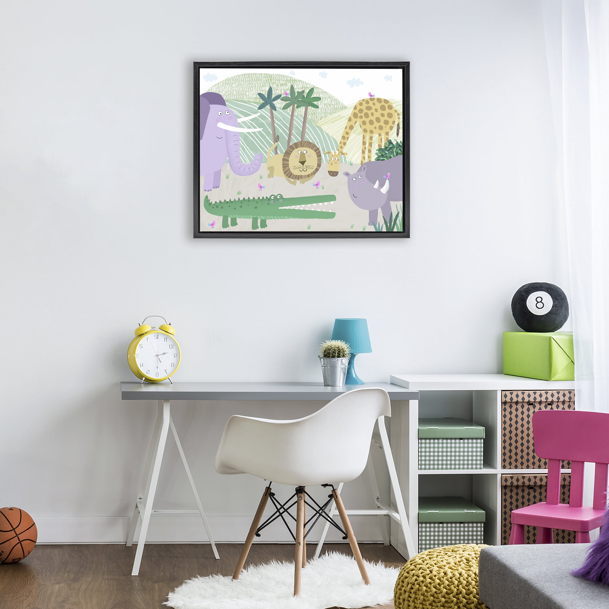 Stupell Industries Jungle Savannah Animals Black Framed Floater Canvas Wall Art, design by Carla Daly