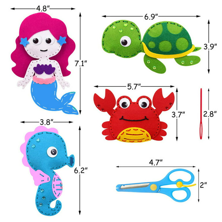 Craftorama Sewing Kit for Kids, Fun and Educational Sea Animal Craft Set for Boys and Girls Age 7-12, Sew Your Own Felt Animals Craft Kit for