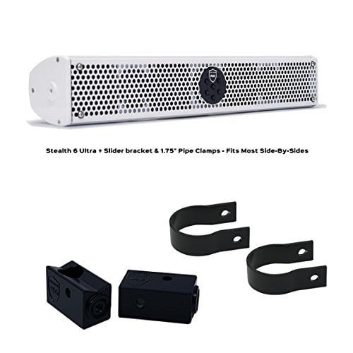 Wet Sounds Stealth 6 Ultra V2 White   UTV Mounting Kit, Slider Bracket and Round 1.75" Tube clamp