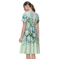 thumbnail image 2 of Bixox Robe d'Été à Manches Courtes pour Femme, Coupe Ample Évasée, Longueur Genou, avec Poches - Succulent, 2 of 7