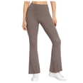 thumbnail image 2 of hlysgo Womens Leggings Yoga Pants High Elastic Waist Tummy Control Flared Trousers Workout Gym Soft Comfy Pant with Pockets Coffee,XL, 2 of 6