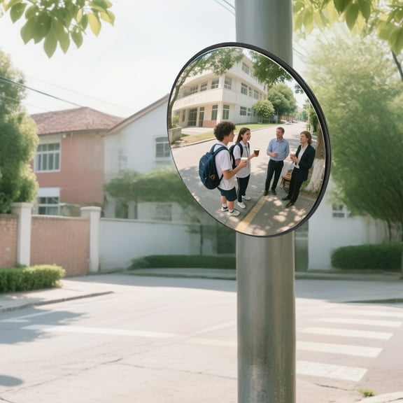 30cm Modern Black Wall-Mounted Convex Security Mirror Traffic Driveway Wide Angle Curved Mirror Blind Spot