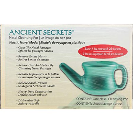Ancient Secrets Nasal Cleansing Pot  Plastic Travel Model  Box