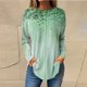 thumbnail image 2 of Camisetas para mujer SCZ Otoño Casual Manga Larga Sudadera Retro Impresión Verde Talla S, 2 of 5