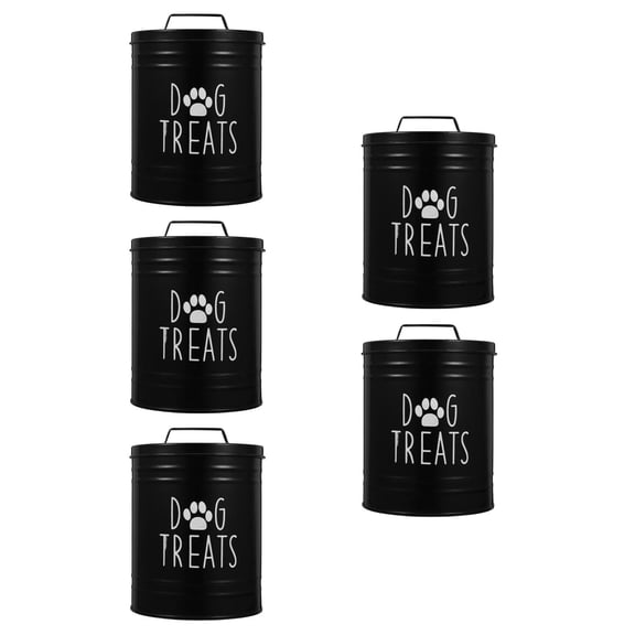 OUNONA 5pcs Dog Food Storage Container with Lid Farmhouse Style Metal Dog Treat Canister Airtight Iron Dog Snack Storage Canister for Kitchen Counter