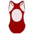 thumbnail image 4 of renvena Kids Girls Solid Color One Piece Swimsuit Racer Back Sporty Swimwear Beach Sport Bathing Suit Red 8, 4 of 6