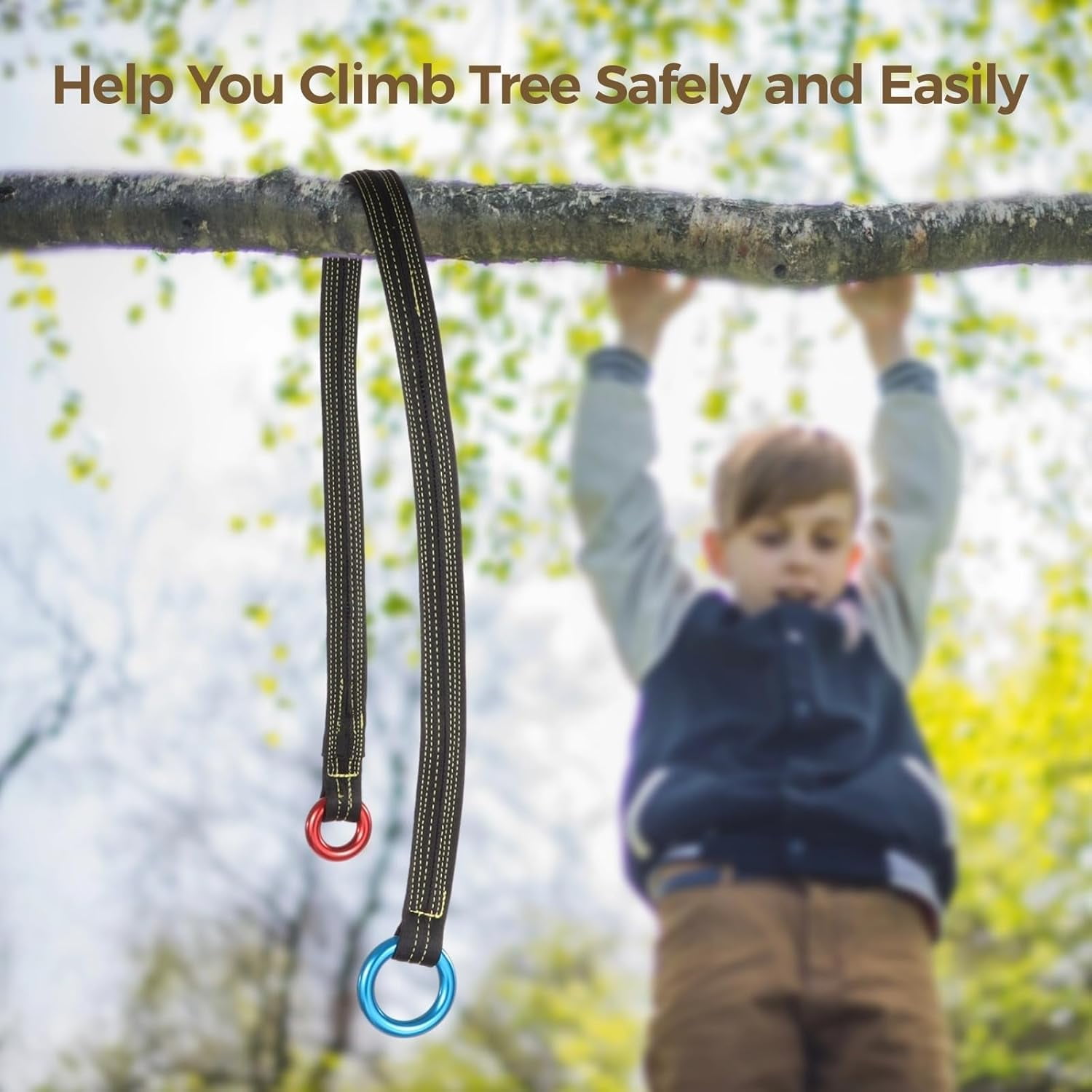 110 cm Climbing Rope for Trees, Arborist Friction Saver Loop Belt, Cambium Saver for Easy Retrieval, 22 KN