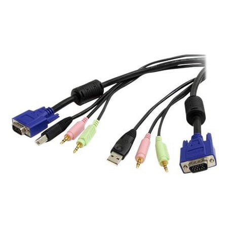 UPC: 0065030824781 | StarTech 10 ft 4-in-1 USB VGA KVM Cable with Audio and Microphone (USBVGA4N1A10)