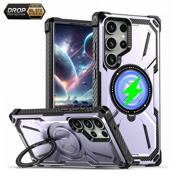 Ancove for Samsung Galaxy S23 Ultra Armor Case,Magnetic Ring Holder Stand [Compatible with Mag Safe] Military Grade Heavy-Duty Shockproof Protective Phone Case Cover for Galaxy S23 Ultra,Purple