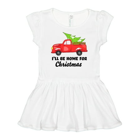 

Inktastic I ll Be Home for Christmas Truck with Tree Girls Baby Dress
