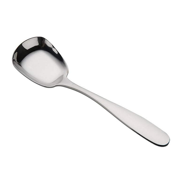1pc Stainless Steel Thickened Square Head Plain Spoon Sweet Spoon U0C1