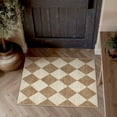 thumbnail image 3 of BERTHMEER 2'x3' Small Area Rugs for Doorway Bedroom Entryway Kitchen Dorm Entrance Geometric Contemporary Grid Diamonds Checkered Non Slip Washable Rugs, Brown, 3 of 6