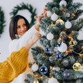 thumbnail image 4 of Surtidos juegos de adornos navideños 44X decoraciones de bolas de árbol de Navidad Diseño retro con grietas Bola de árbol de Navidad para bodas navideñas, 4 of 5