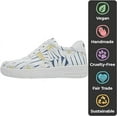 thumbnail image 3 of DOGO White Sneakers for Women - Handmade Women's Fashion Sneakers, Vegan Leather and Unique Design Dice Sneakers Daisy Stripes Design, Size 8, 3 of 5