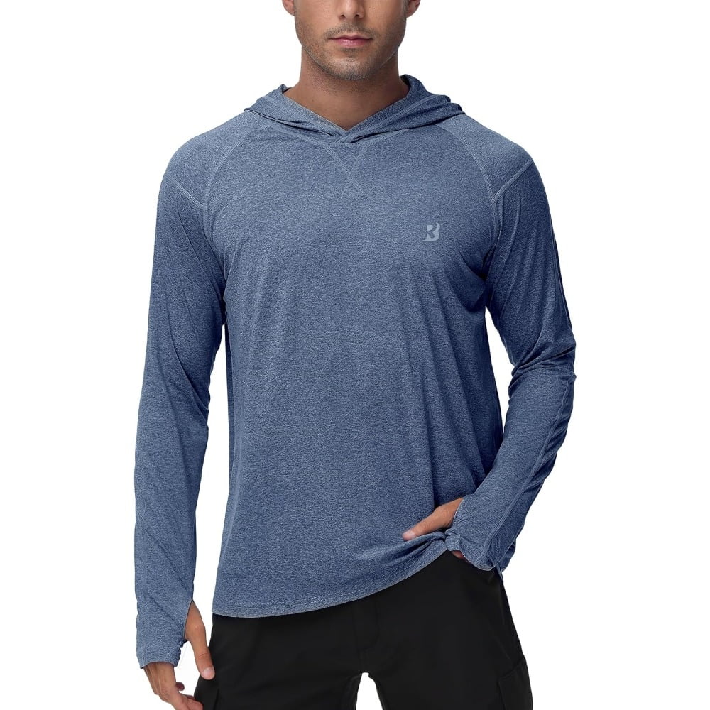 REYSHIONWA Herren Sonnenschutz Hoodie – UPF 50+, Langarm, Mit Kapuze & Daumenlöchern – Für Wandern & Angeln