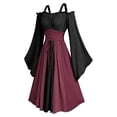 thumbnail image 3 of Iyufng Womens Off The Shoulder Flare Sleeve Corset Maxi Dresses Color Block Gothic Witch Costume for Halloween Party, 3 of 6