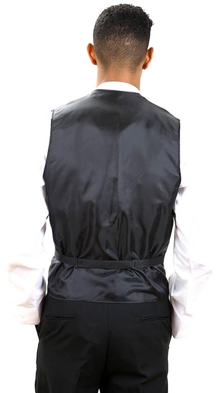 Mens Symphony Jacquard Tuxedo Vest with Black Lapel and Black Bow Tie Set