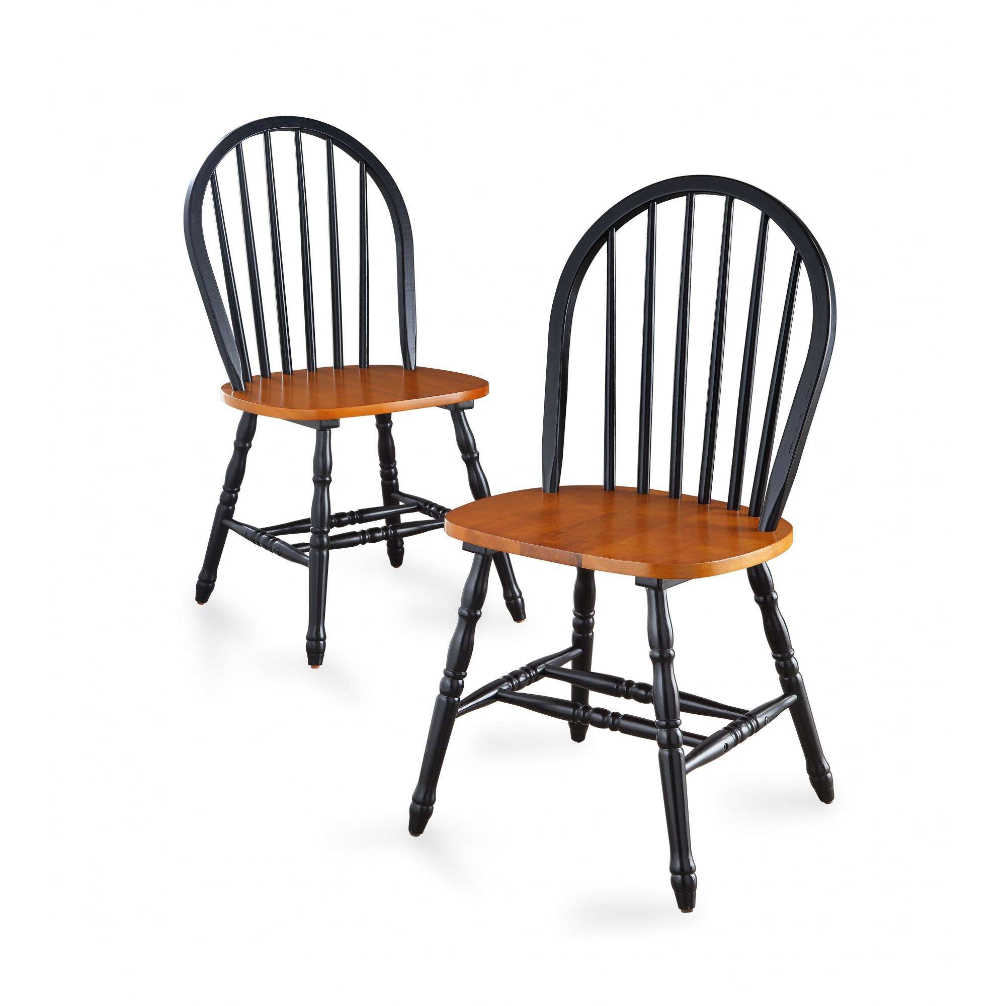Better Homes and Gardens Autumn Lane Windsor Solid Wood Chairs, Set of 2, Black and Oak - image 5 of 8