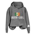 thumbnail image 4 of Nouveau & Tendance!FUNUONY Sweat à Capuche pour Femmes St. Patrick's Day Fille Irlandaise Imprimé T-Shirt Manches Longues Col Rond Gris L, 4 of 4