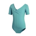 thumbnail image 4 of HAOTAGS Toddler Gymnastics Leotards Size 7,Soft Elastic Waist Ballet Dance Short Sleeve Gymnastics Green, 4 of 7