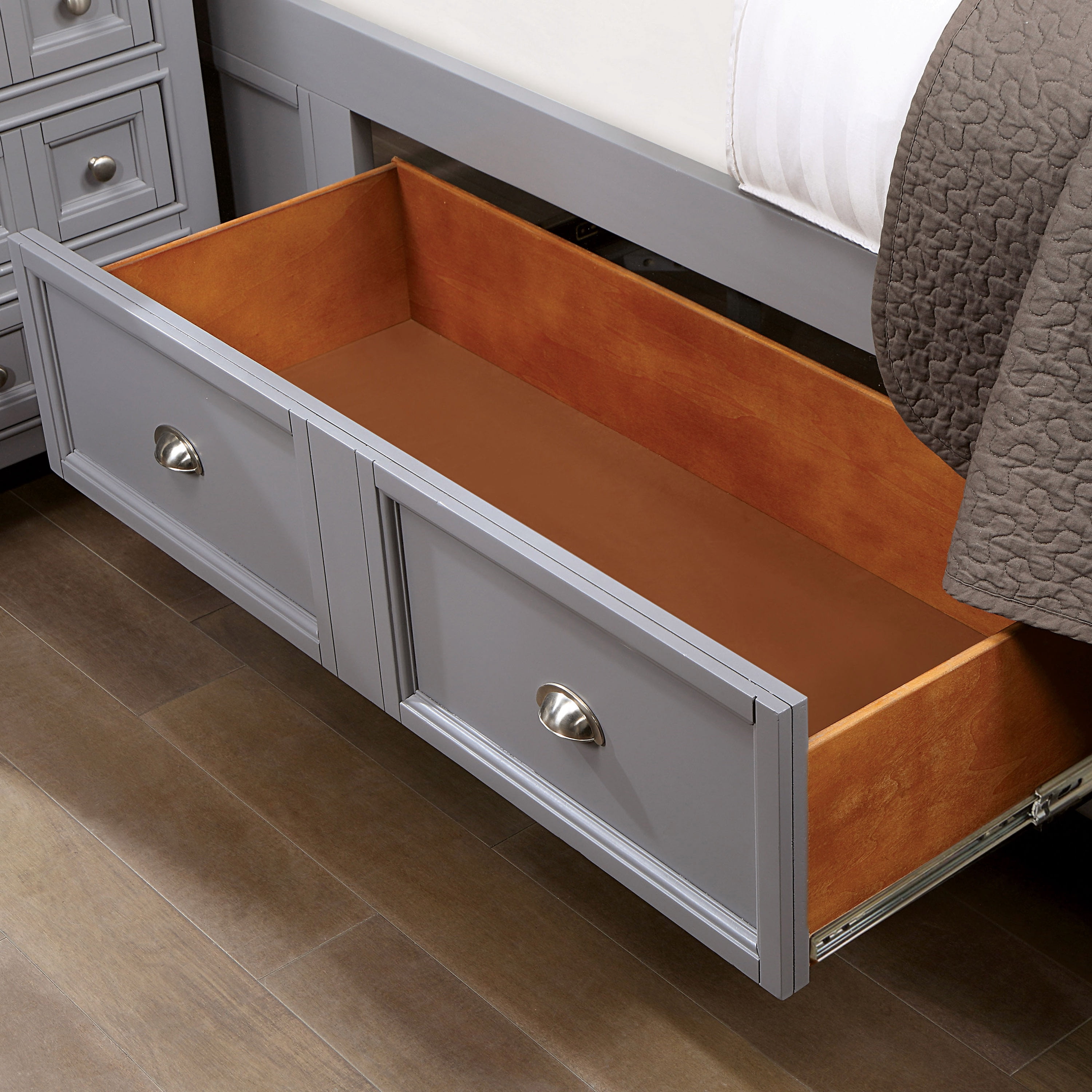 Furniture of America Senoma Kids Solid Wood Full Size Platform Bed, Gray