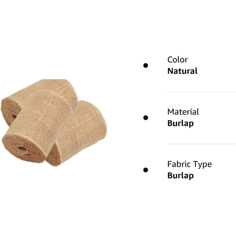 3 Pack - 90 feet Burlap Ribbon 5 x 10 Yards Natural Jute 5 Inch 30ft roll ( Natural, 5 Inch X 10 Yards) Total 30 Yards 