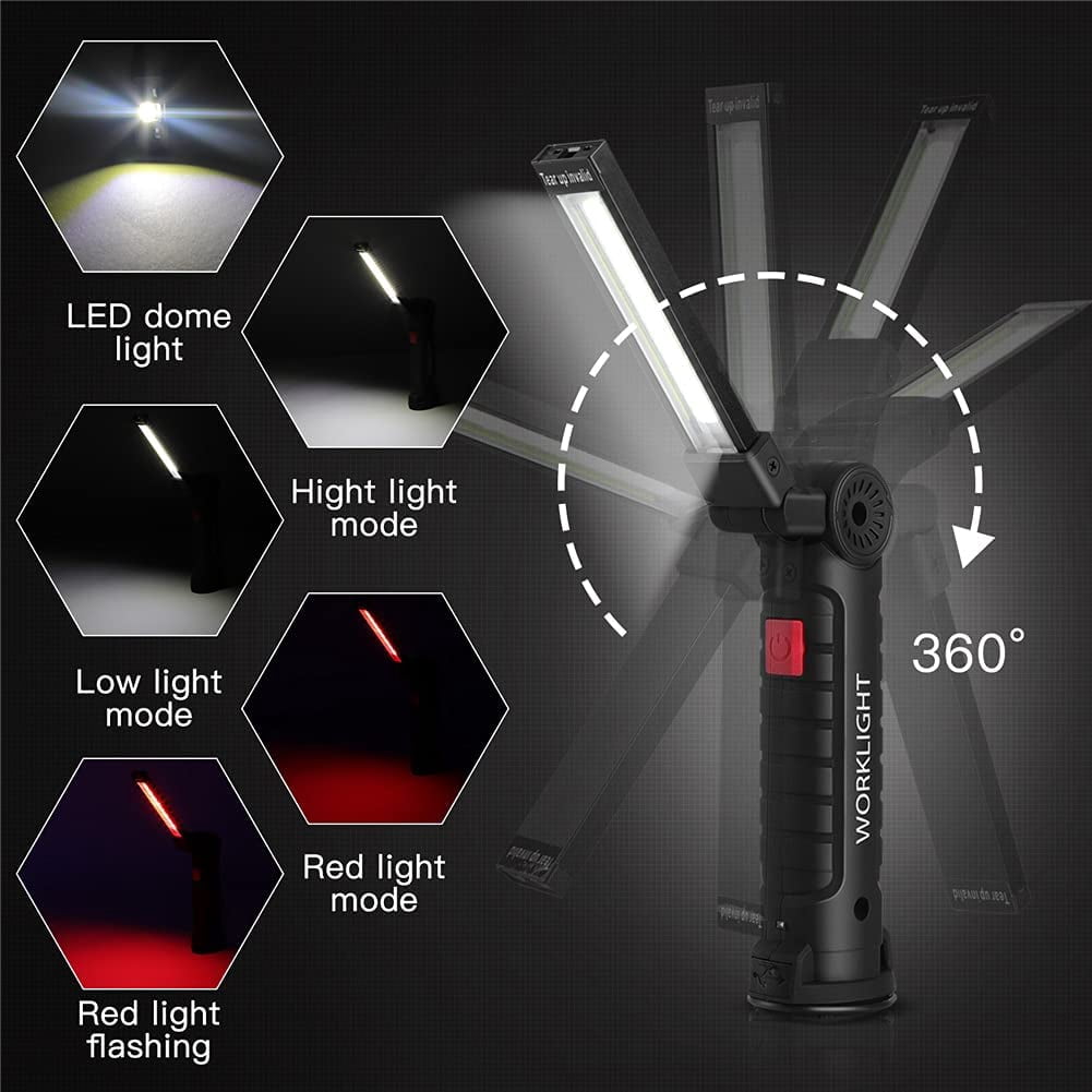 4 Pack LED Work Light,Rechargeable Magnetic Base Emergency Light for Reading,Camping,Garage,Car Engines Repair and All Tight Spots