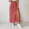 thumbnail image 6 of Women's Printed Maxi Skirt with Side Slit, Casual High Waist Flowy Long Skirt, Boho Summer Skirt for Vacation, Beach and Daily Wear,Red,L, 6 of 6