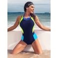 thumbnail image 5 of Charmo Women Athletic One Piece Swimsuit Color Block Bathing Suit Racerback Swimwear, 5 of 6
