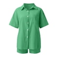 thumbnail image 7 of WAYUTE Womens Sets 2 Piece Outfits V Neck Solid Color Shorts and Shirt Top Shirt Slim Suits Travel Vacation Fashion Casual Summer Outfit, 7 of 7