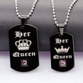 thumbnail image 3 of Uloveido 2 pcs Lesbian Pride Necklaces Set for Men and Women - Dog Tag Black Stainless Steel Bead Chain Necklaces Pendant Her Queen SN126, 3 of 7