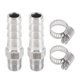 thumbnail image 1 of Accesorios de manguera Unique Bargains con 2 abrazaderas, accesorio de compresión de rosca macho para aire, agua, aceite, gas, combustible, acero inoxidable 25/64" OD 1/8" BSPT 1 juego tono plateado, 1 of 1