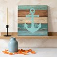 thumbnail image 3 of Ships Next Day Canvas Wall Art 10"x10",Turquoise Anchor Wood Framed Canvas Print Painting,Nautical Brown Green Retro Wood Grain Ready to Hang Small Picture Wall Decor for Home Kitchen Nursery Office, 3 of 9