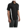 thumbnail image 4 of Mens PosiCharge Micro-Mesh Colorblock Polyester Polo Black/ White Medium, 4 of 8