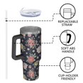 thumbnail image 4 of 40oz Pioneer Flower Floral Print Pattern Insulated Tumbler with Handle, BPA-Free Leak Proof Lid and Straws, Double Wall Vacuum, Hot 12h/Cold 34h, 4 of 6
