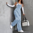 thumbnail image 3 of Women's Wide Leg Overalls Loose Casual Bib Jumpsuit Adjustable Strap Pockets, 3 of 8