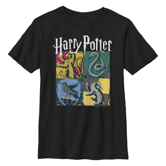 Boys' Husky Harry Potter Hogwarts Houses Vintage Collage Graphic T-Shirt