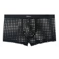 thumbnail image 1 of Mens Fishnet Underwear See Through Boxer Briefs Mesh Hollow Lingerie Lounge Trunks Shorts, 1 of 2