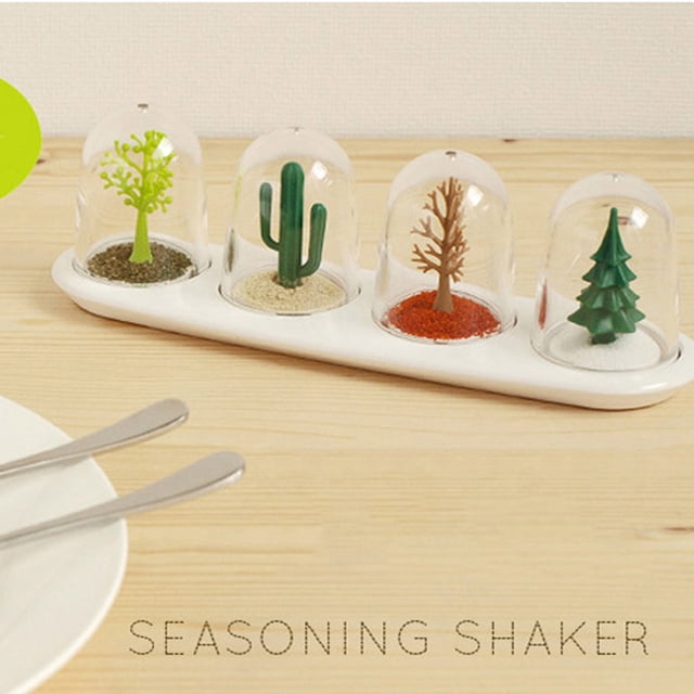 Boîte à Assaisonnement Récipient à Assaisonnement Innovant 4 Pcs Contenant de Rangement pour Assaisonnement Design Mignon Innovant Shaker à Assaisonnement Ensemble de Pots à Épices de Cuisine pour la Maison